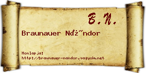 Braunauer Nándor névjegykártya